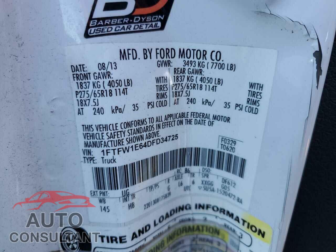 FORD F-150 2013 - 1FTFW1E64DFD34725