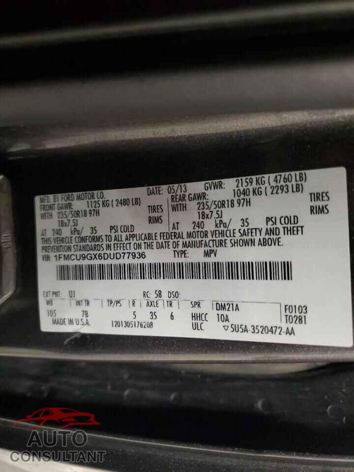 FORD ESCAPE 2013 - 1FMCU9GX6DUD77936
