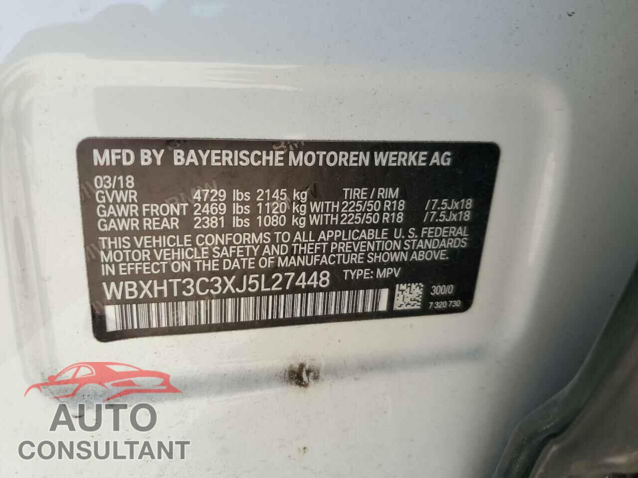 BMW X1 2018 - WBXHT3C3XJ5L27448