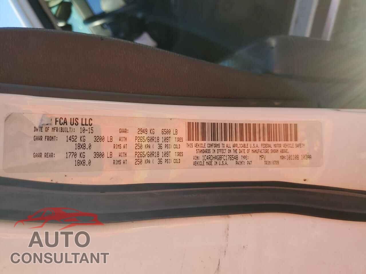 DODGE DURANGO 2015 - 1C4RDHAG8FC176548