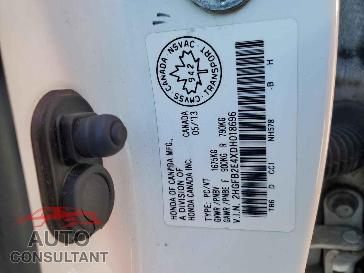 HONDA CIVIC 2013 - 2HGFB2E4XDH018696