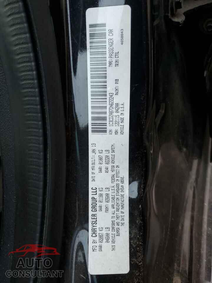 DODGE AVENGER 2013 - 1C3CDZAB7DN622243
