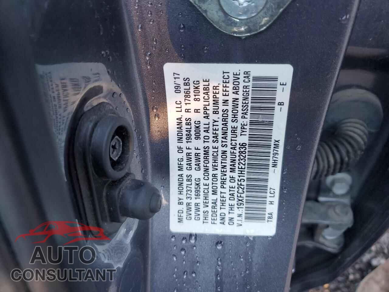 HONDA CIVIC 2017 - 19XFC2F51HE232836