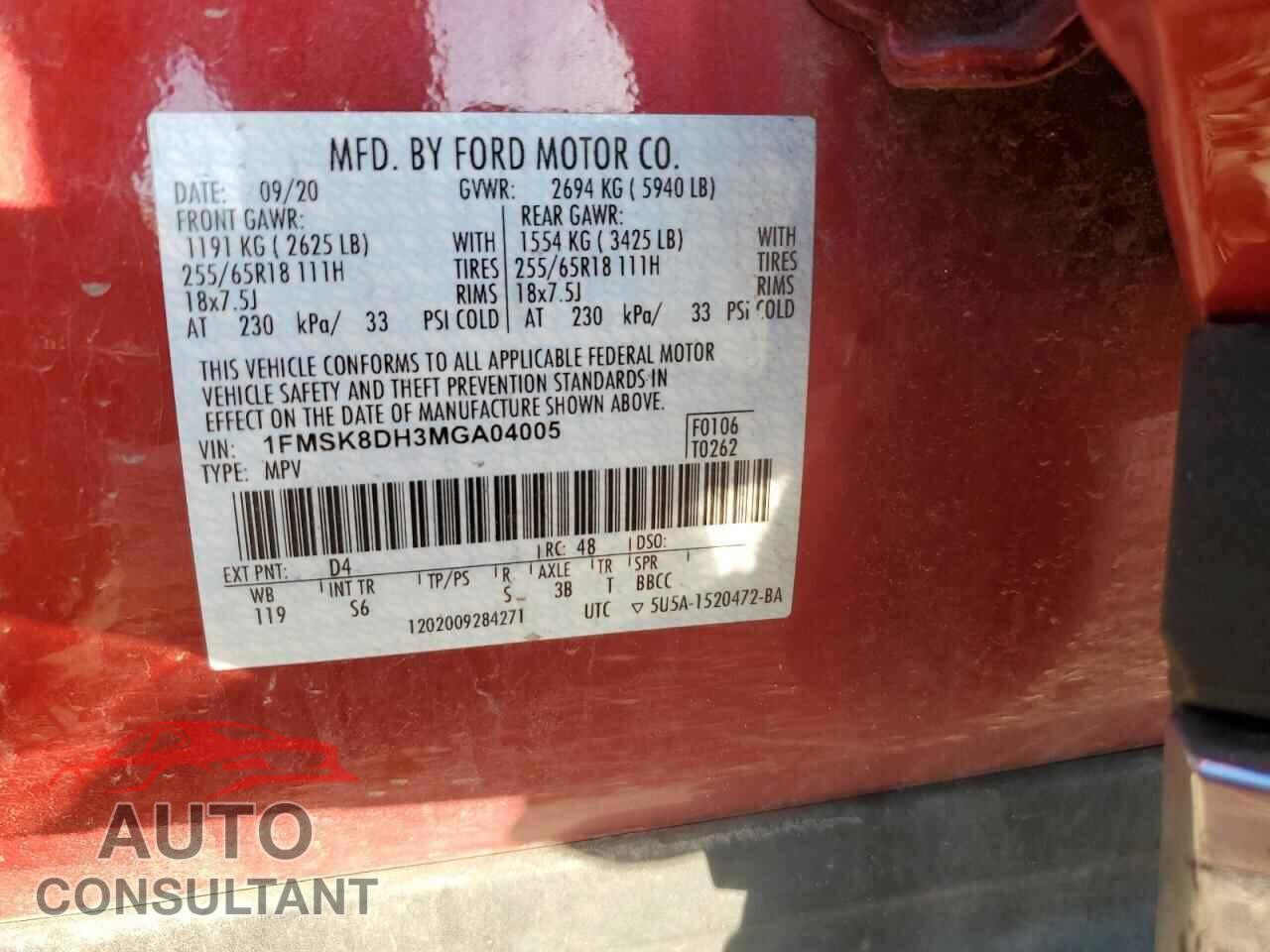 FORD EXPLORER 2021 - 1FMSK8DH3MGA04005