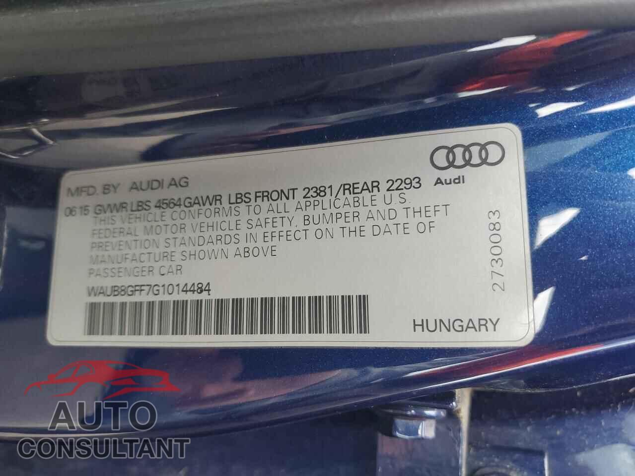 AUDI A3 2016 - WAUB8GFF7G1014484