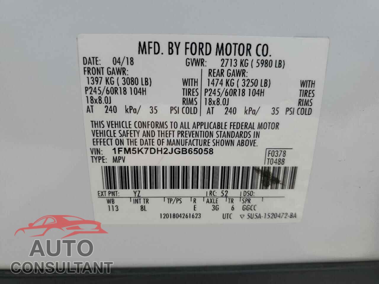 FORD EXPLORER 2018 - 1FM5K7DH2JGB65058