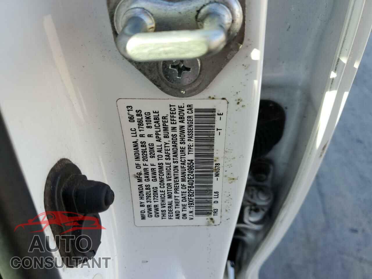 HONDA CIVIC 2013 - 19XFB2F84DE249654