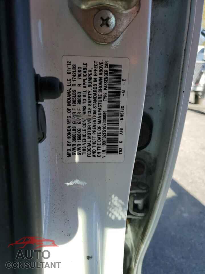 HONDA CIVIC 2012 - 19XFB2F51CE038089