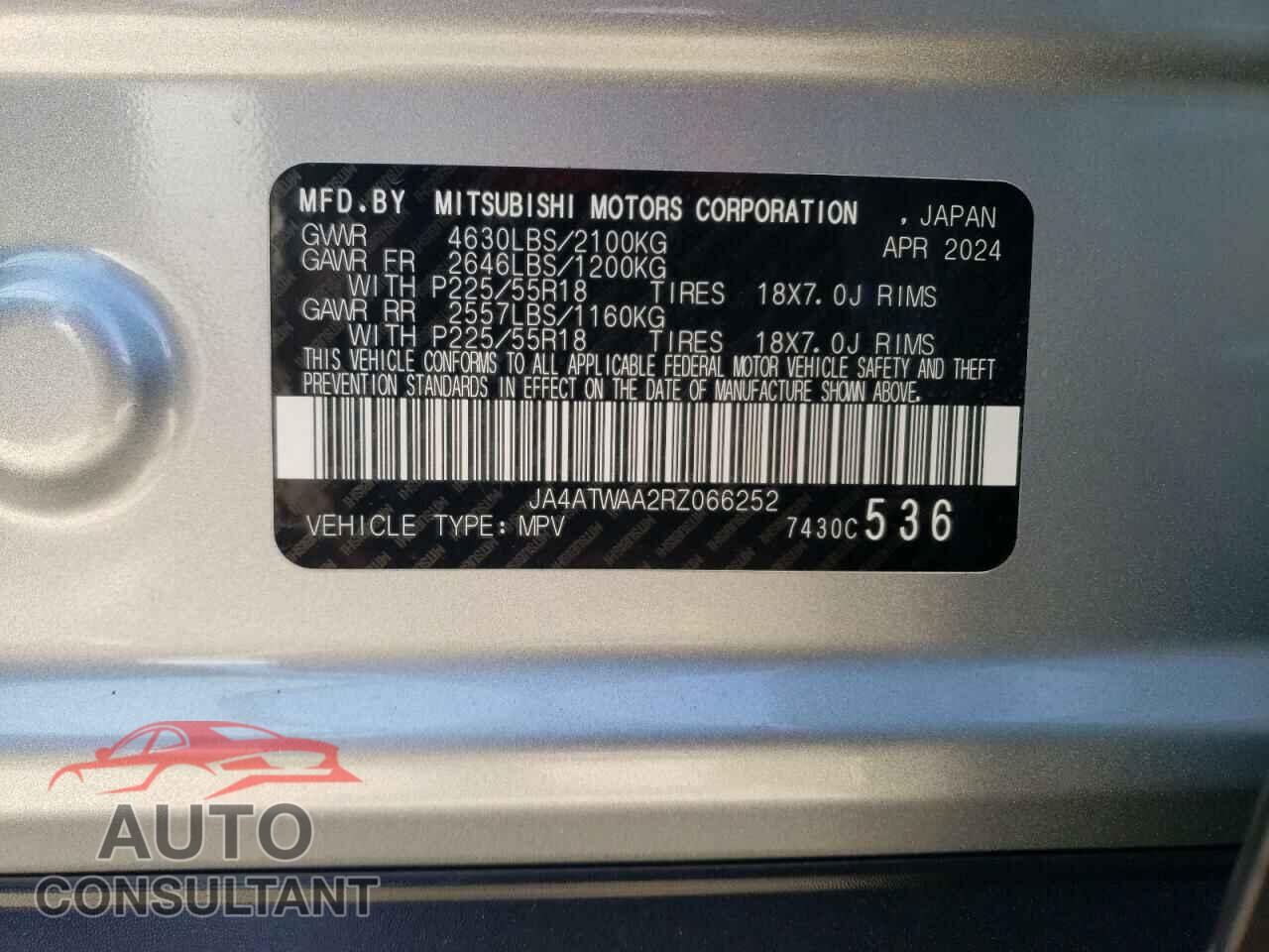 MITSUBISHI ECLIPSE 2024 - JA4ATWAA2RZ066252