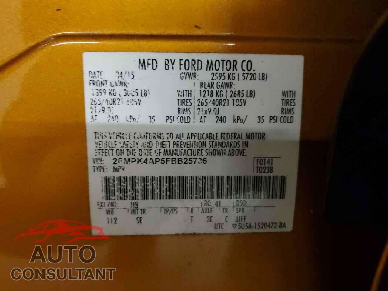 FORD EDGE 2015 - 2FMPK4AP5FBB25736
