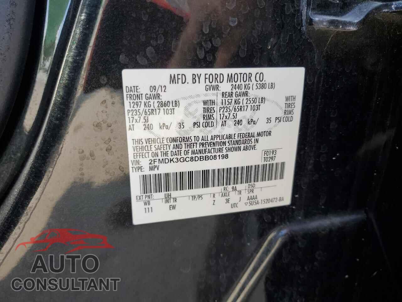 FORD EDGE 2013 - 2FMDK3GC8DBB08198