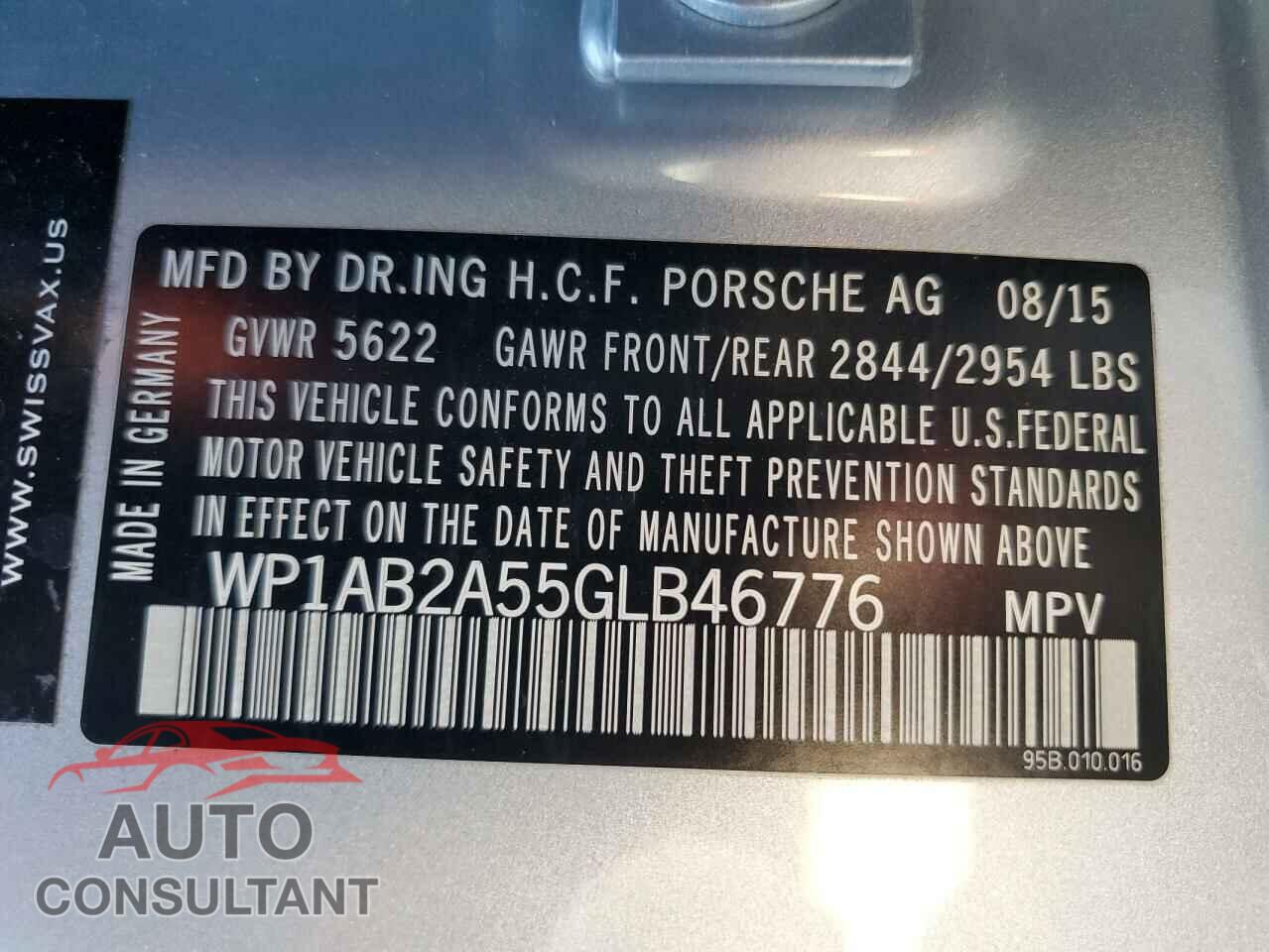 PORSCHE MACAN 2016 - WP1AB2A55GLB46776