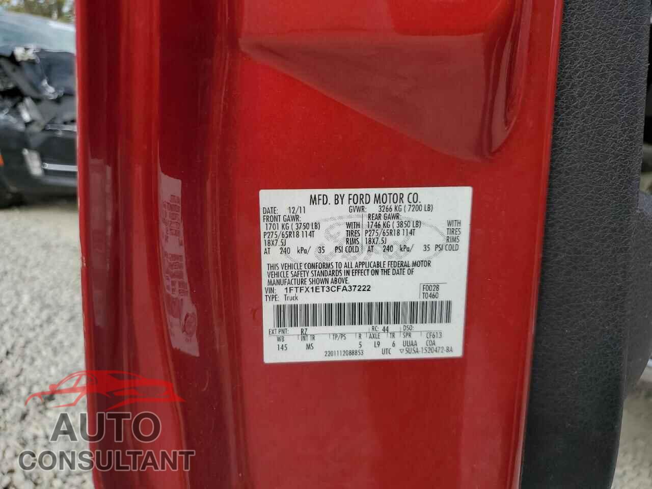 FORD F-150 2012 - 1FTFX1ET3CFA37222