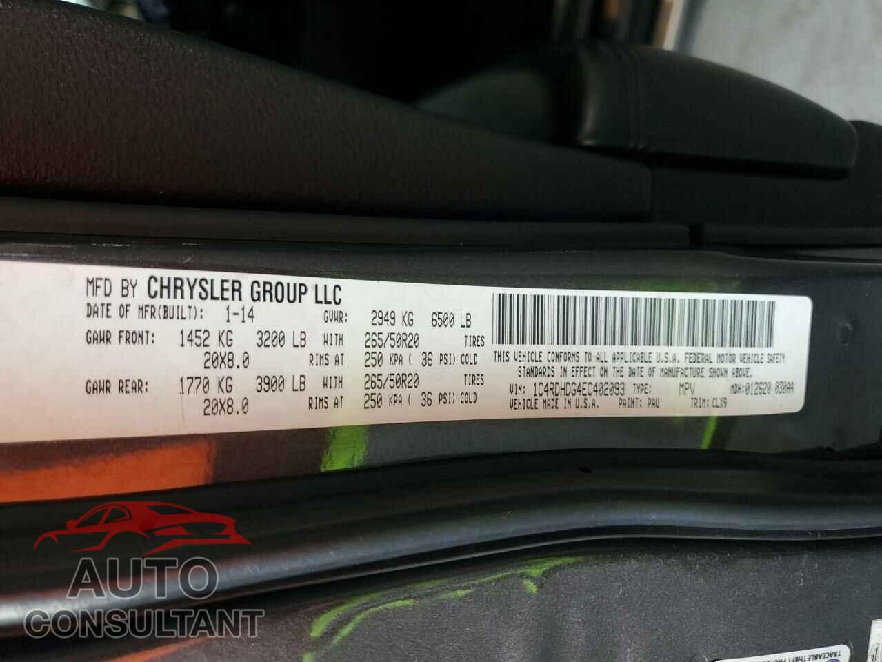 DODGE DURANGO 2014 - 1C4RDHDG4EC402093