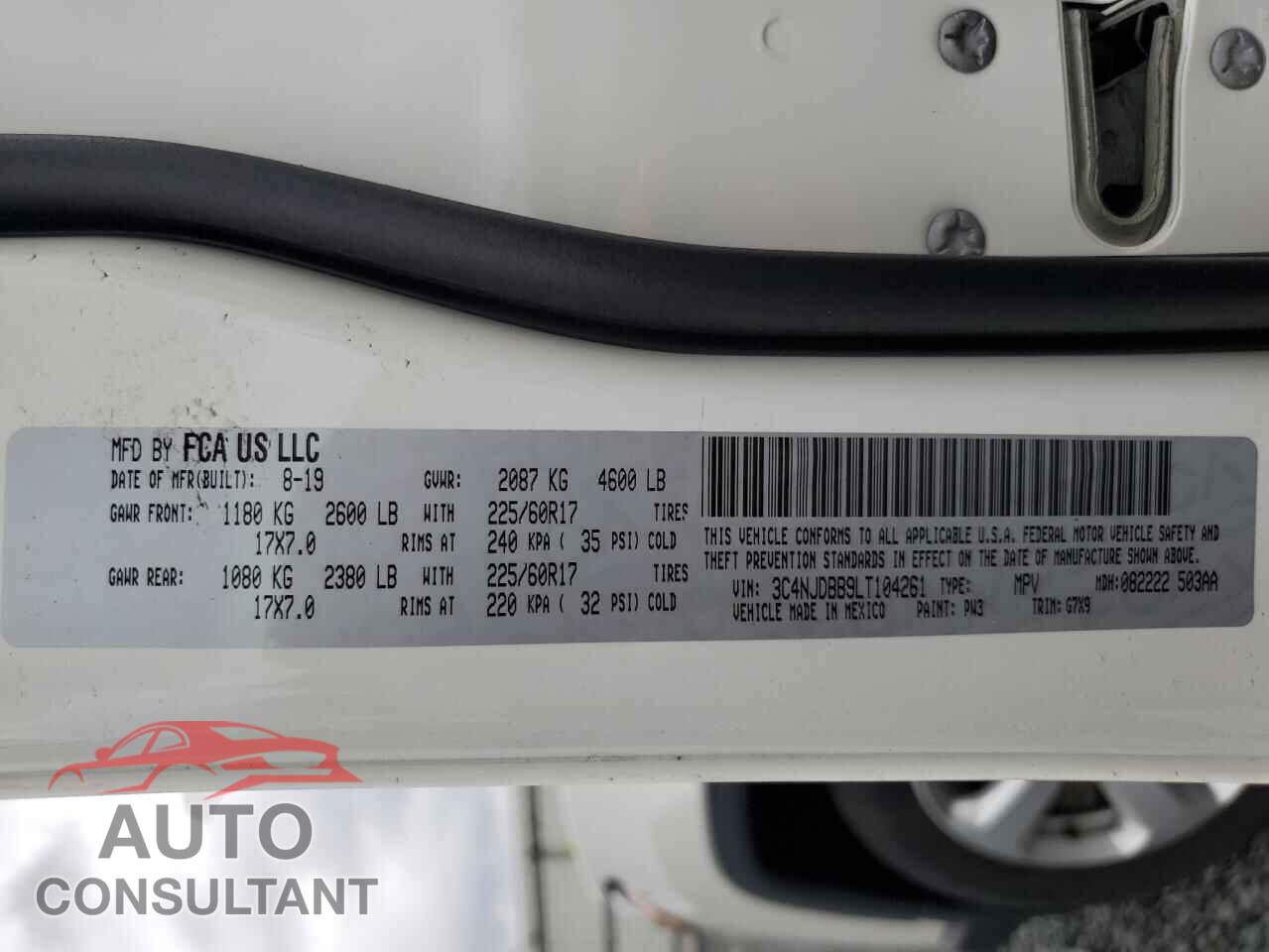 JEEP COMPASS 2020 - 3C4NJDBB9LT104261