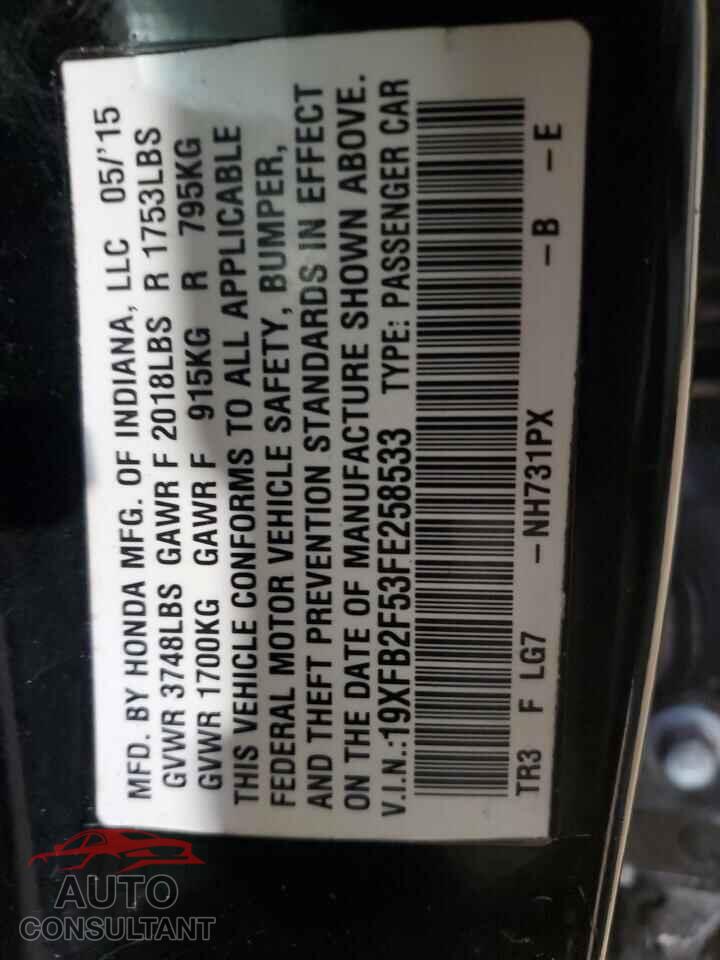 HONDA CIVIC 2015 - 19XFB2F53FE258533