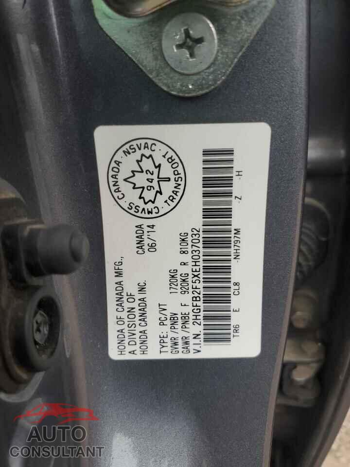 HONDA CIVIC 2014 - 2HGFB2F5XEH037032