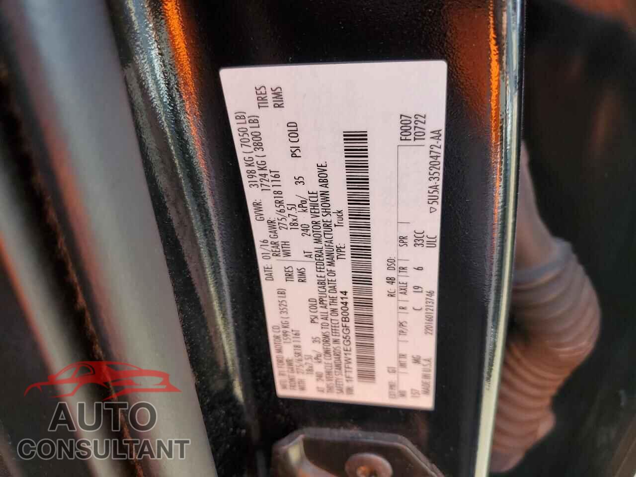 FORD F-150 2016 - 1FTFW1EG5GFB00414