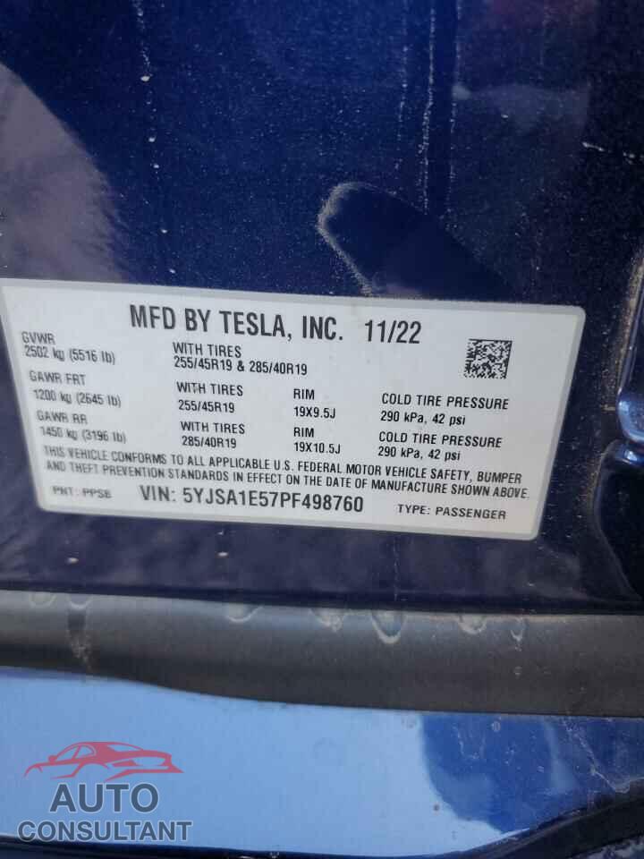 TESLA MODEL S 2023 - 5YJSA1E57PF498760