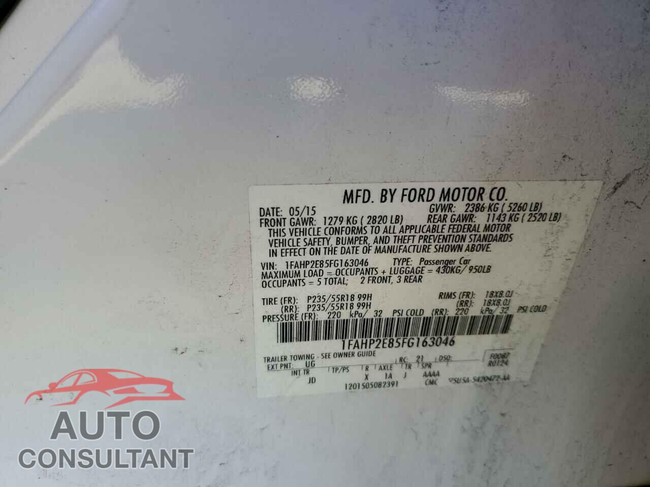 FORD TAURUS 2015 - 1FAHP2E85FG163046