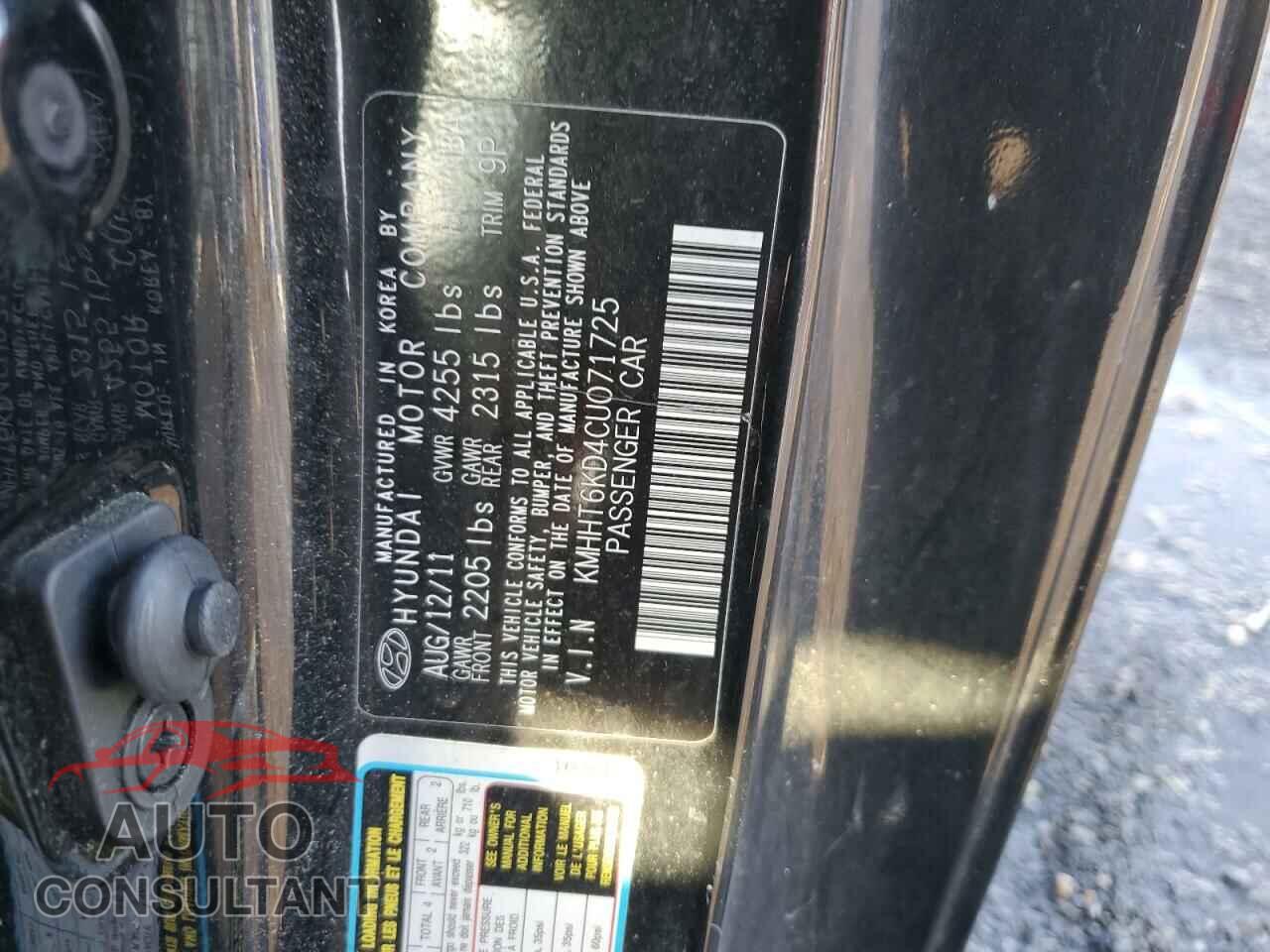 HYUNDAI GENESIS 2012 - KMHHT6KD4CU071725