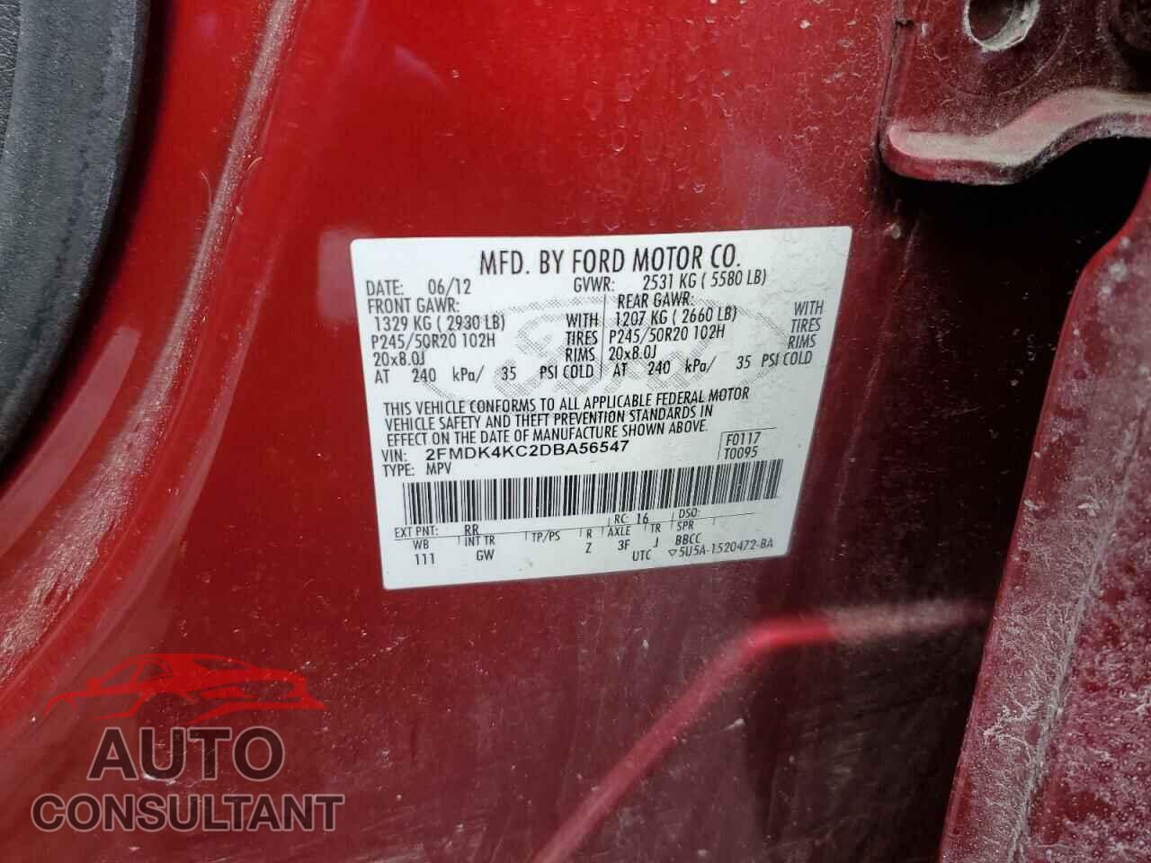 FORD EDGE 2013 - 2FMDK4KC2DBA56547