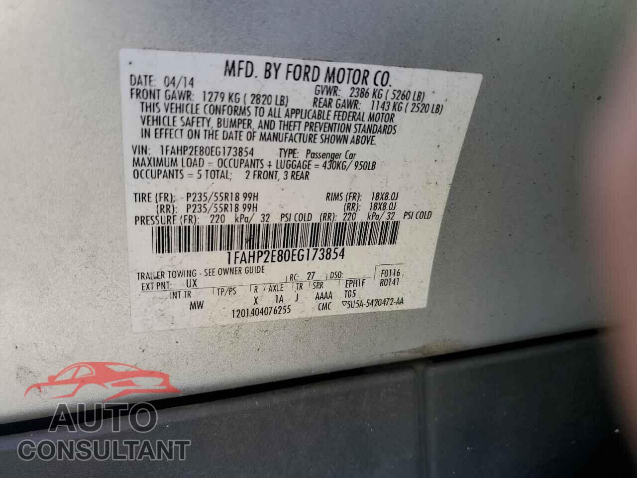 FORD TAURUS 2014 - 1FAHP2E80EG173854