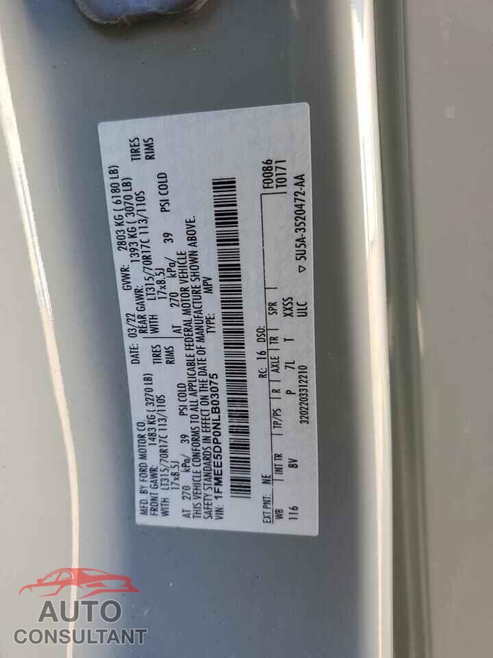FORD BRONCO 2022 - 1FMEE5DP0NLB03075