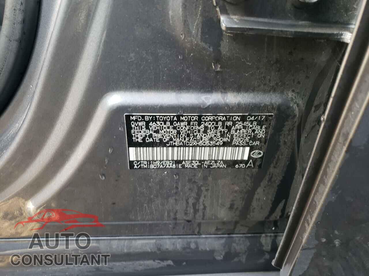 LEXUS IS 2017 - JTHBA1D2XH5053549