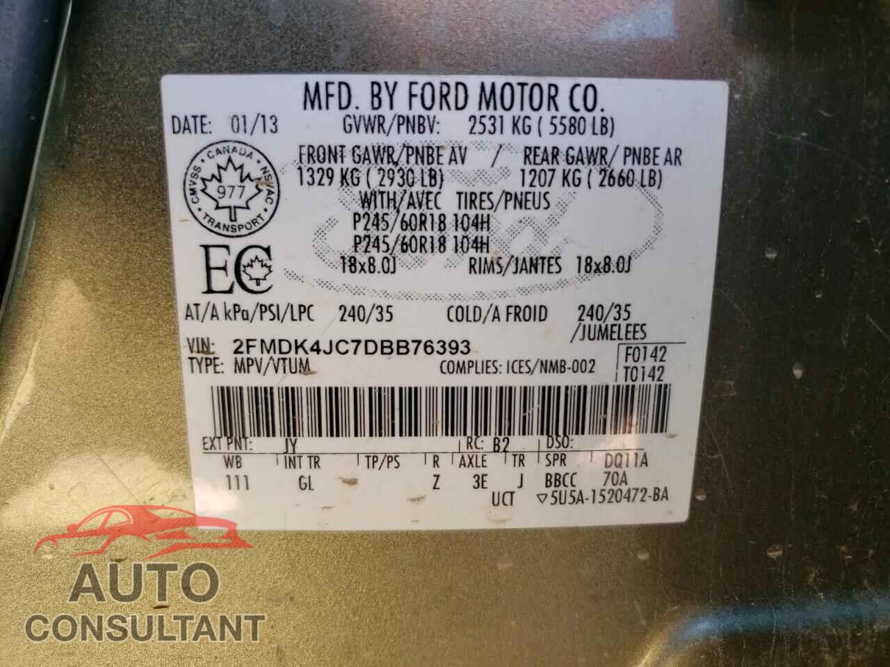 FORD EDGE 2013 - 2FMDK4JC7DBB76393