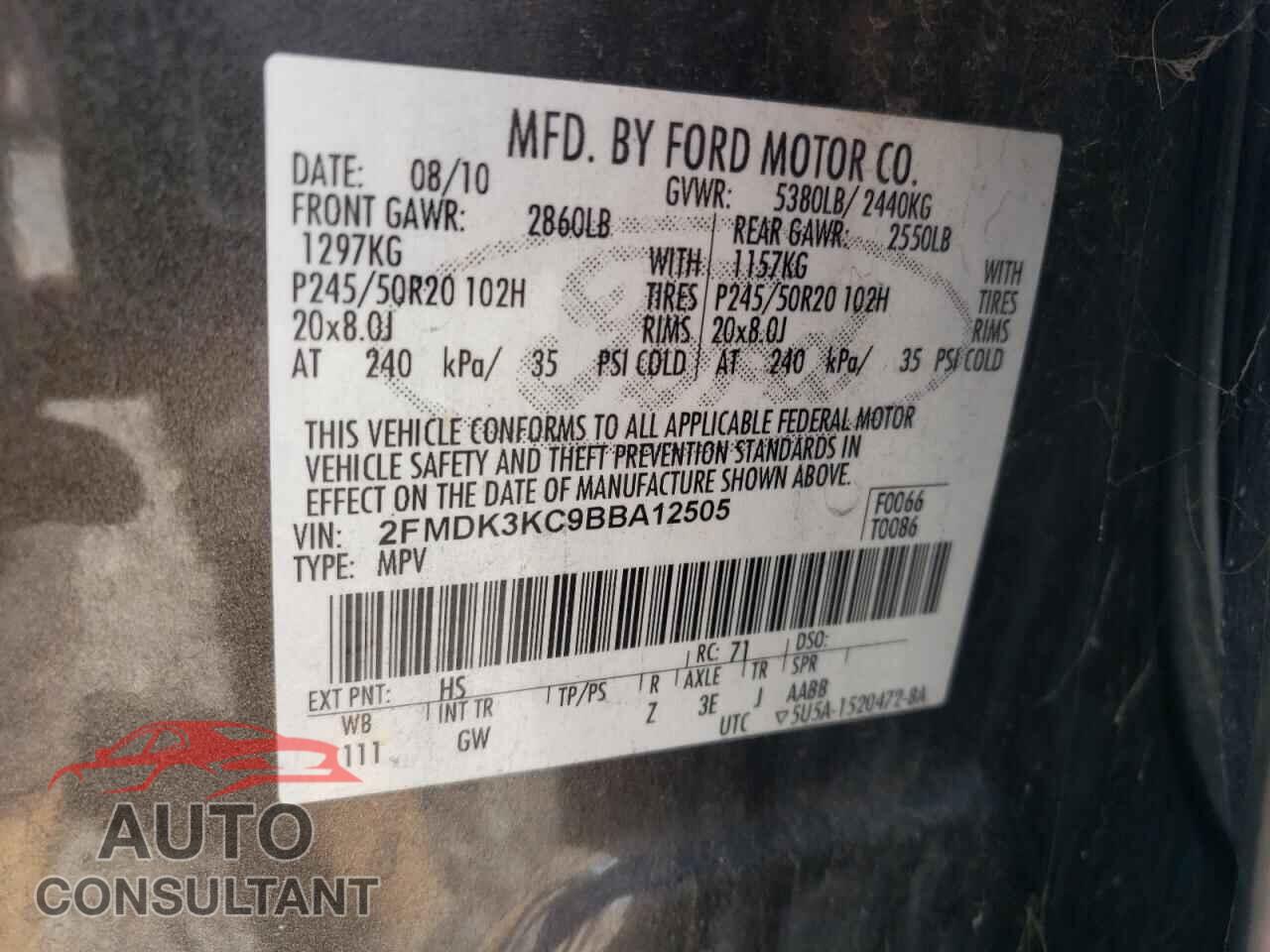 FORD EDGE 2011 - 2FMDK3KC9BBA12505