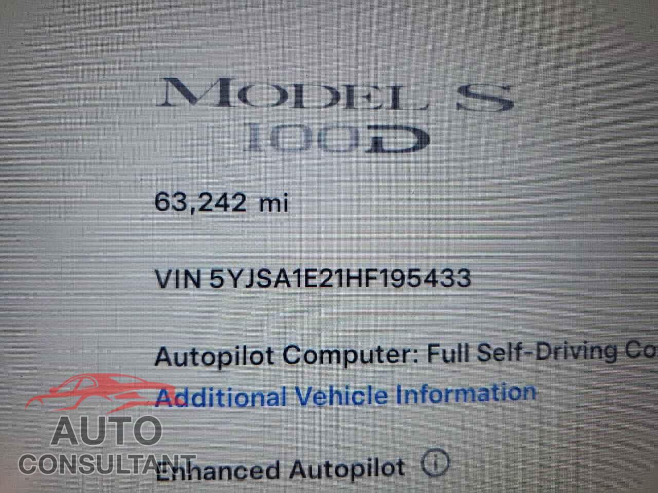 TESLA MODEL S 2017 - 5YJSA1E21HF195433
