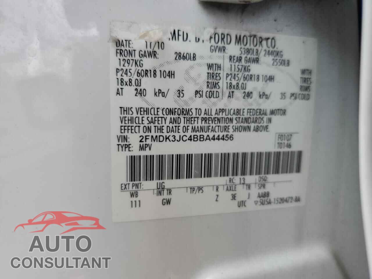 FORD EDGE 2011 - 2FMDK3JC4BBA44456