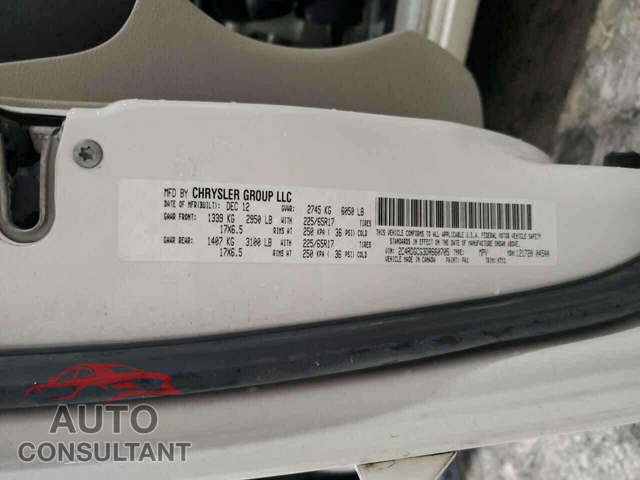 DODGE CARAVAN 2013 - 2C4RDGCG3DR660705