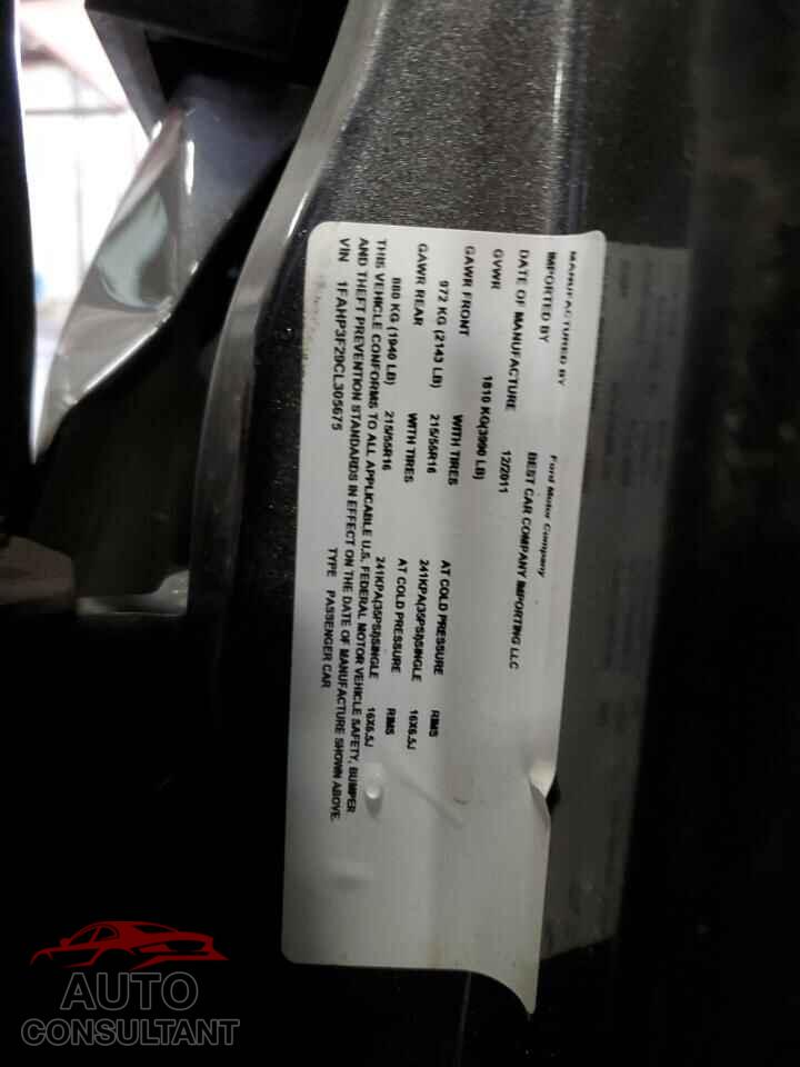 FORD FOCUS 2012 - 1FAHP3F29CL305675