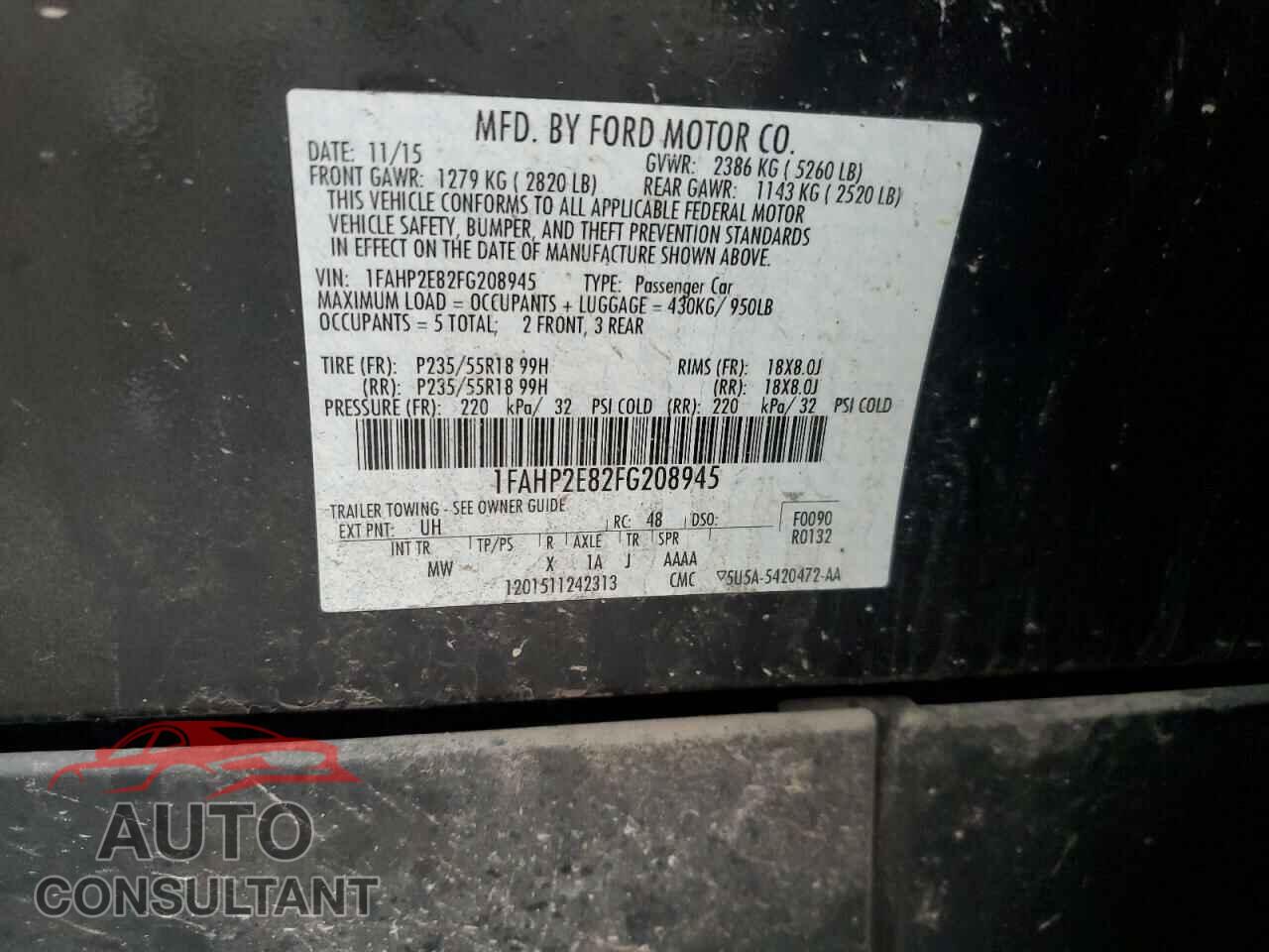 FORD TAURUS 2015 - 1FAHP2E82FG208945