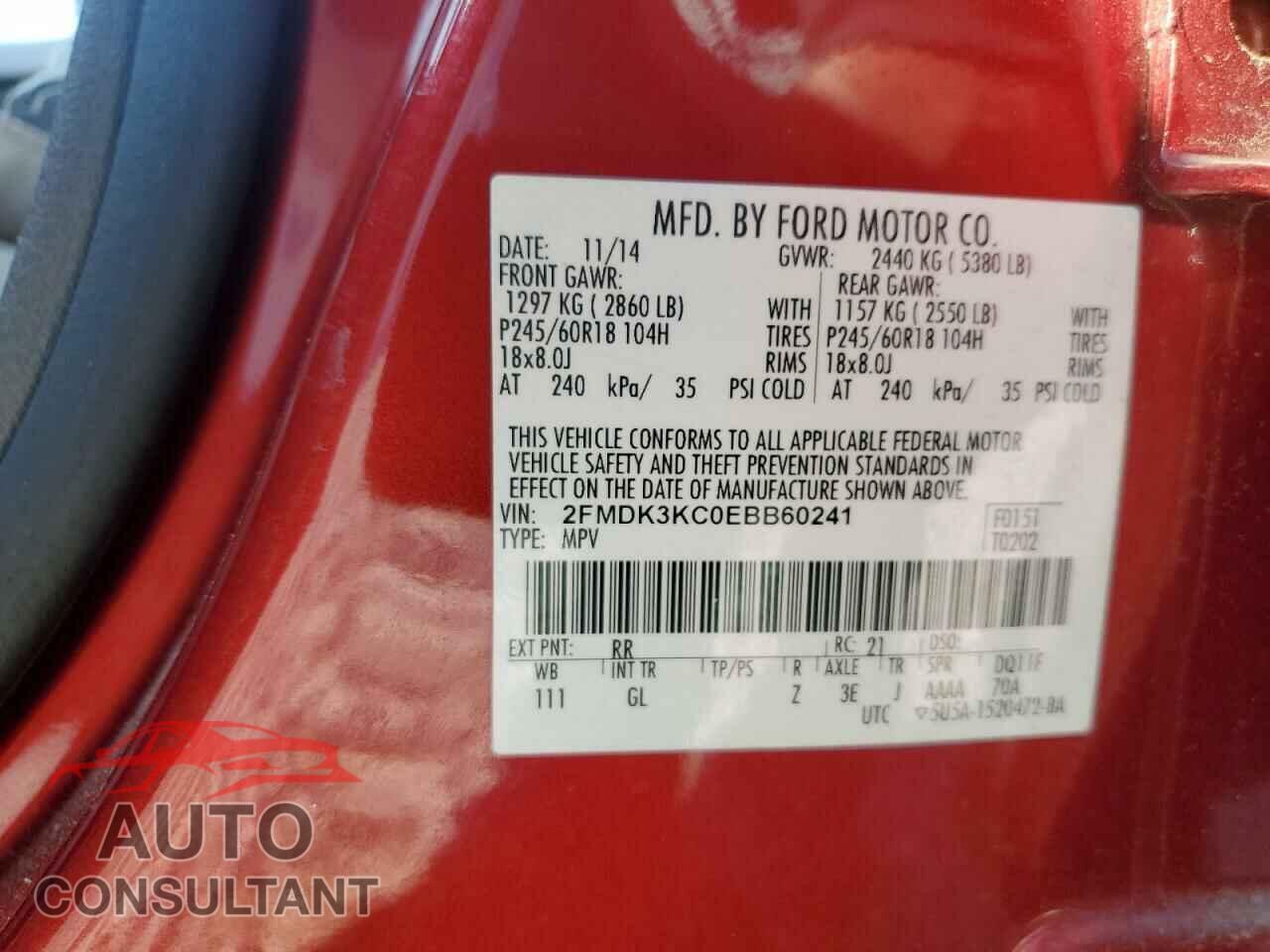 FORD EDGE 2014 - 2FMDK3KC0EBB60241