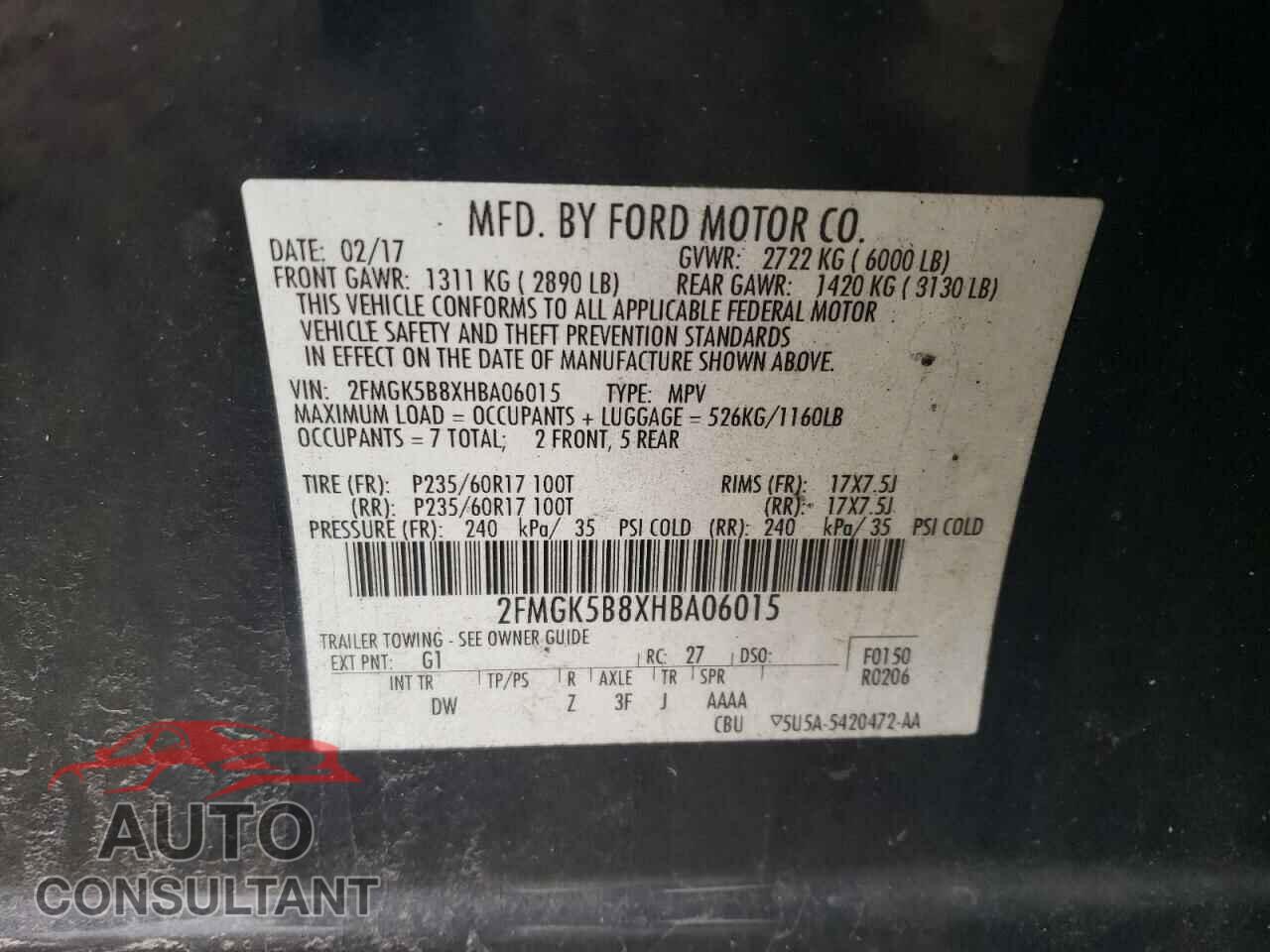 FORD FLEX 2017 - 2FMGK5B8XHBA06015