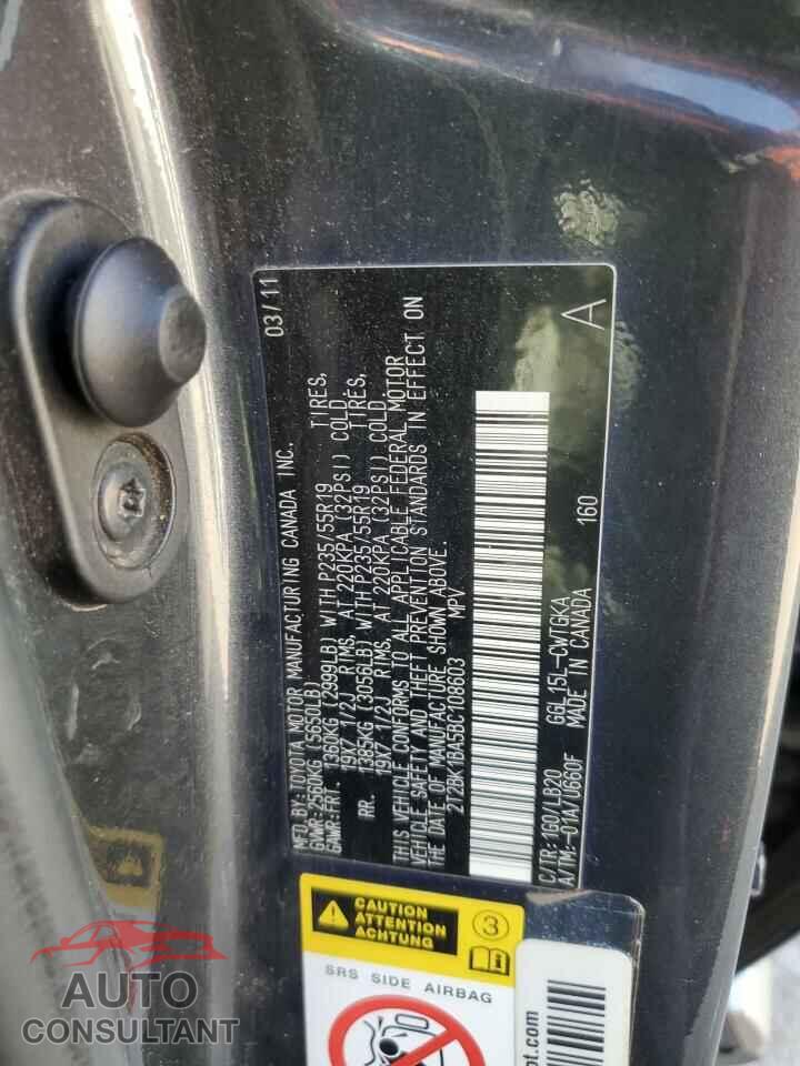 LEXUS RX350 2011 - 2T2BK1BA5BC108603
