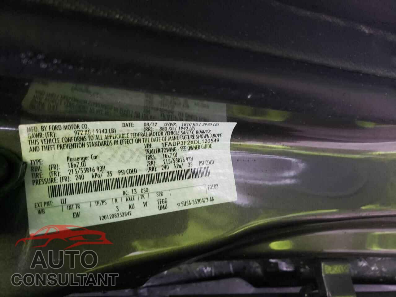 FORD FOCUS 2013 - 1FADP3F2XDL120549