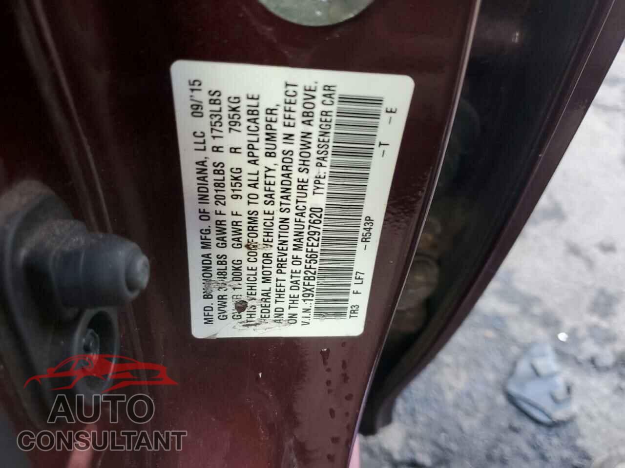 HONDA CIVIC 2015 - 19XFB2F56FE297620