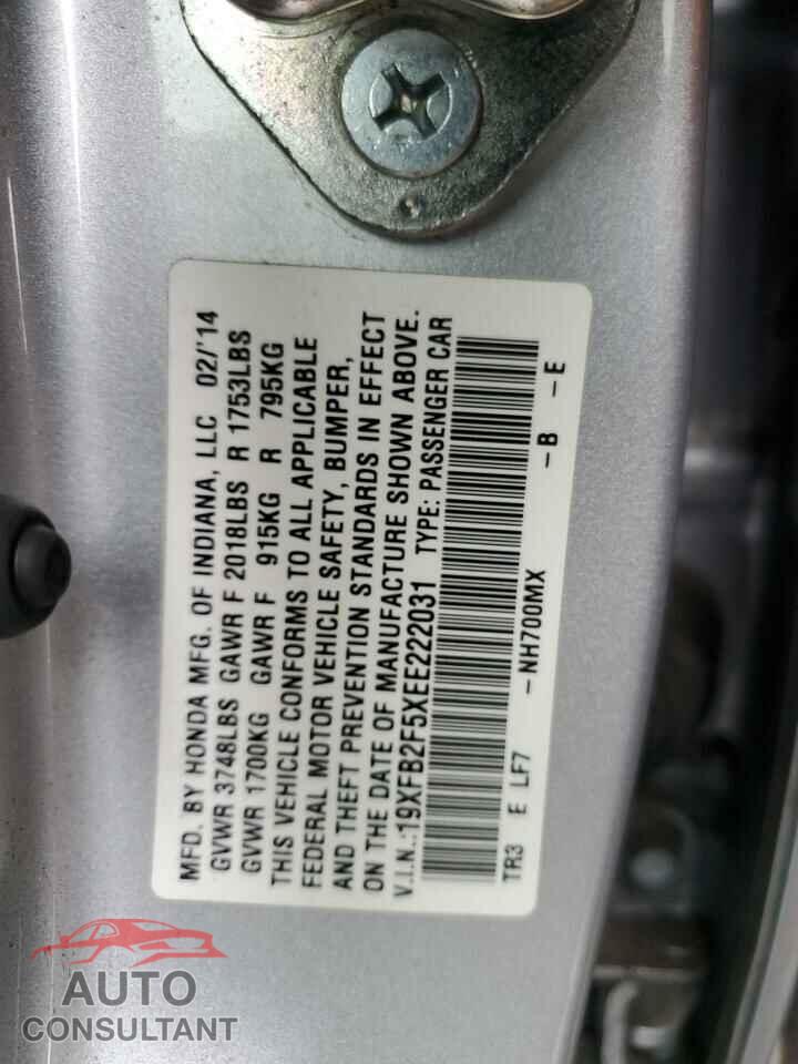 HONDA CIVIC 2014 - 19XFB2F5XEE222031