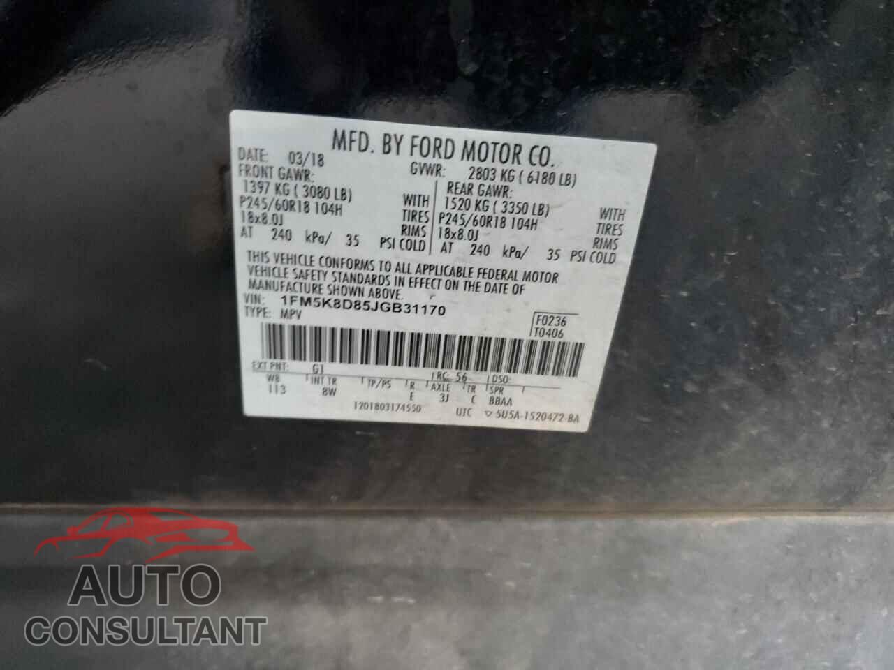 FORD EXPLORER 2018 - 1FM5K8D85JGB31170