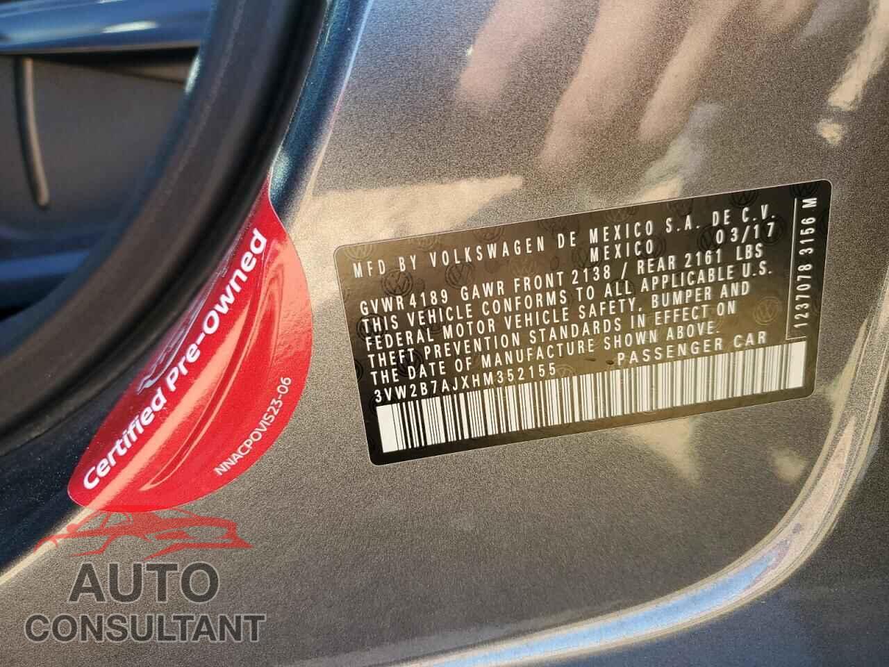 VOLKSWAGEN JETTA 2017 - 3VW2B7AJXHM352155