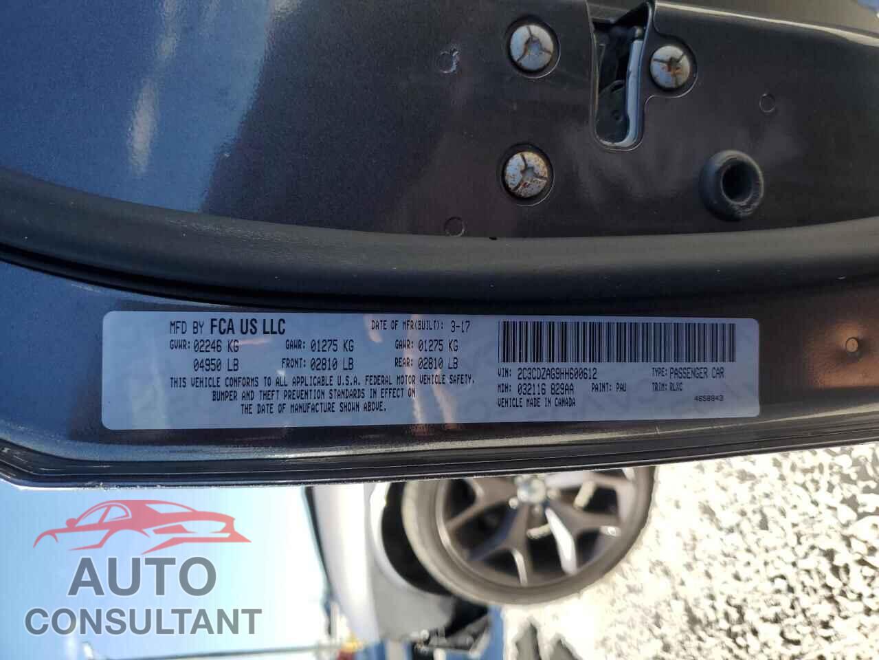 DODGE CHALLENGER 2017 - 2C3CDZAG9HH600612