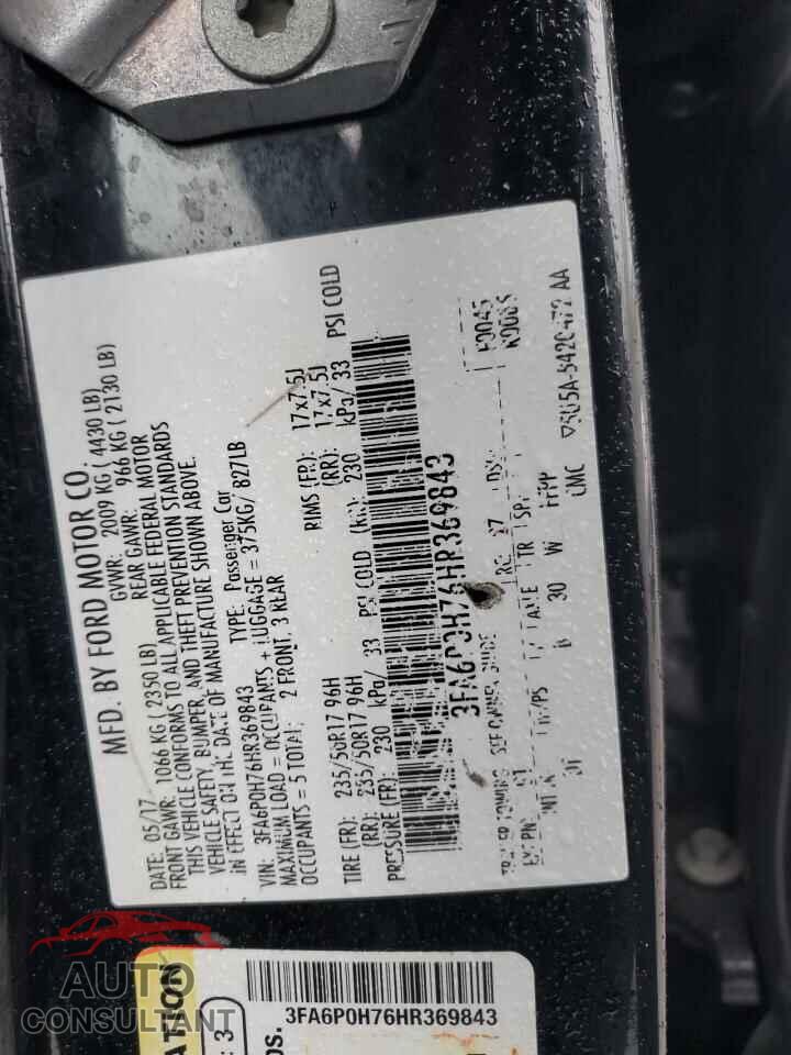 FORD FUSION 2017 - 3FA6P0H76HR369843