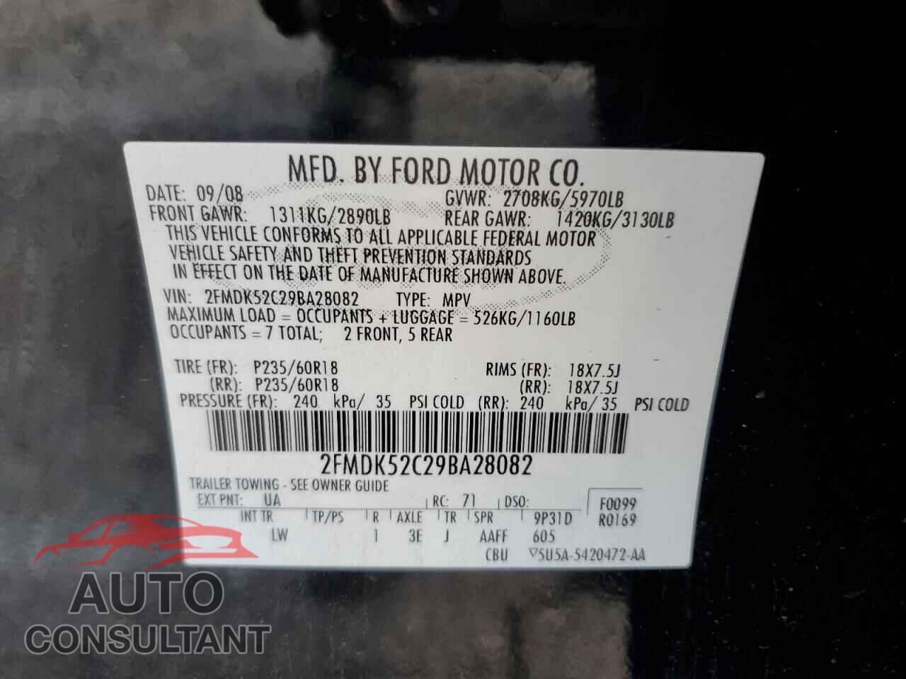 FORD FLEX 2009 - 2FMDK52C29BA28082