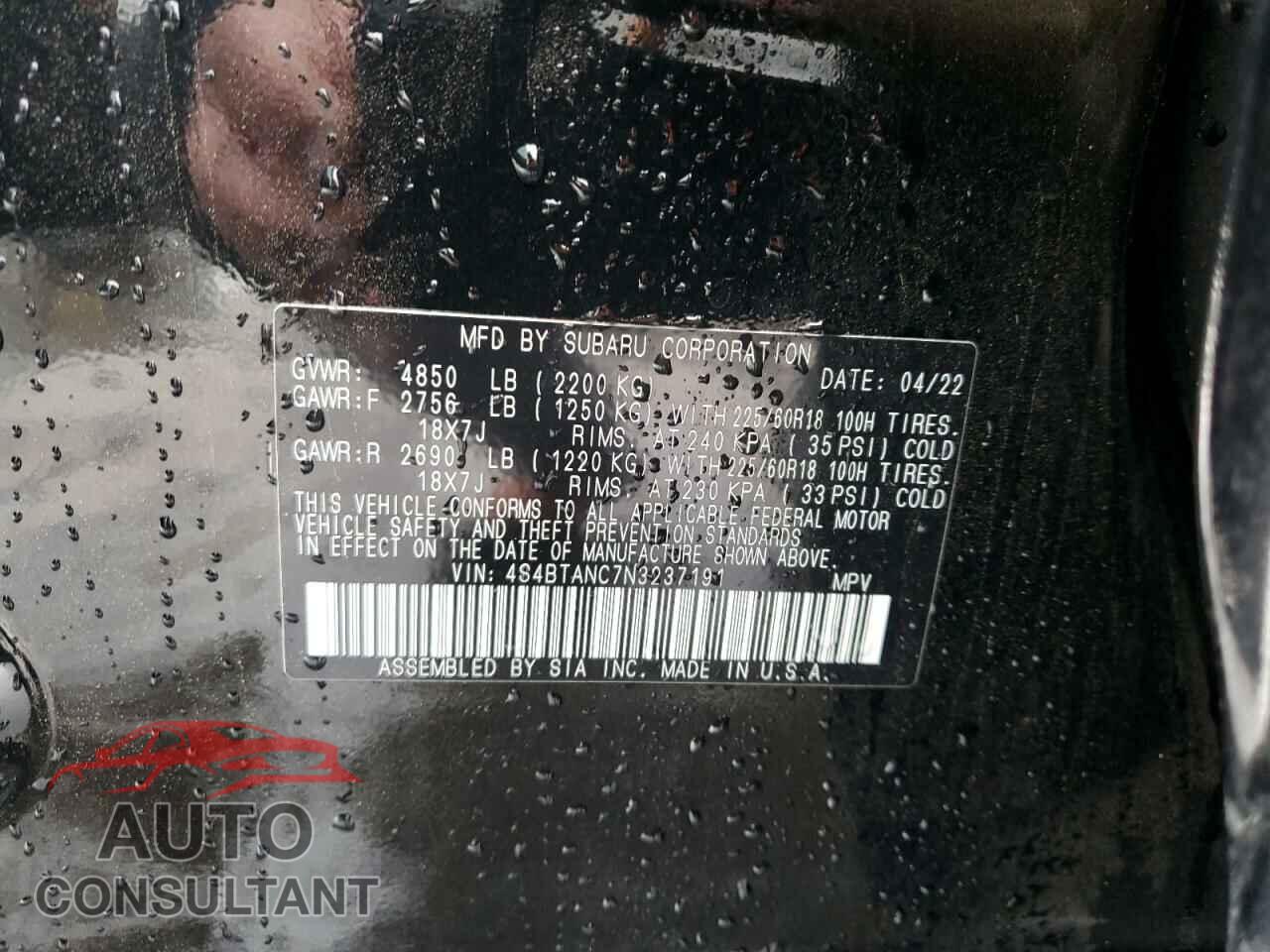SUBARU OUTBACK 2022 - 4S4BTANC7N3237191