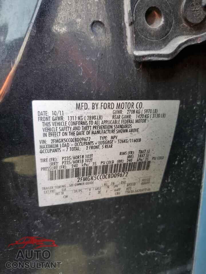 FORD FLEX 2012 - 2FMGK5CC0CBD09672
