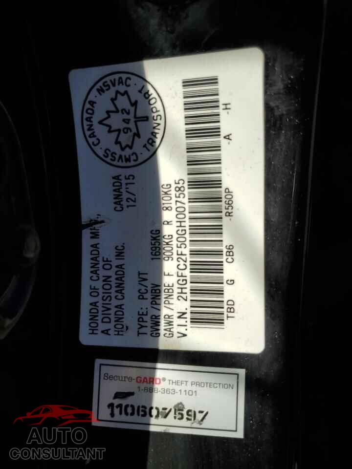 HONDA CIVIC 2016 - 2HGFC2F50GH007585